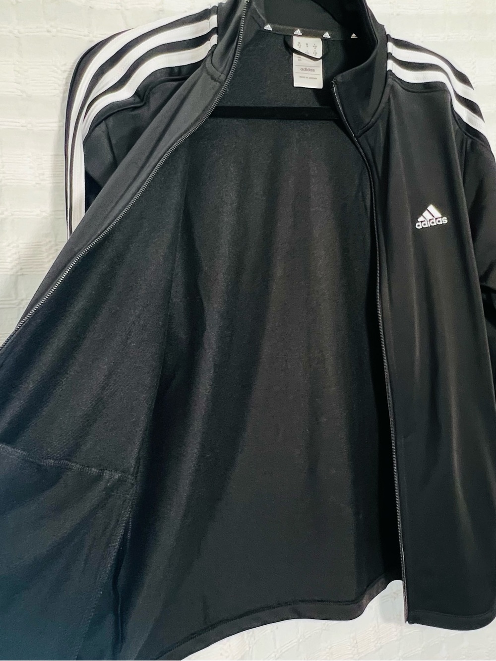 adidas Black Track Jacket with White Three-Stripe Sleeves - Picture 6 of 10